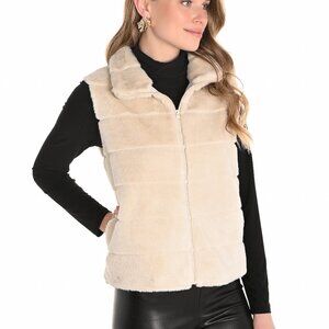 253871 Faux Fur Cream Vest by FRANK LYMAN
